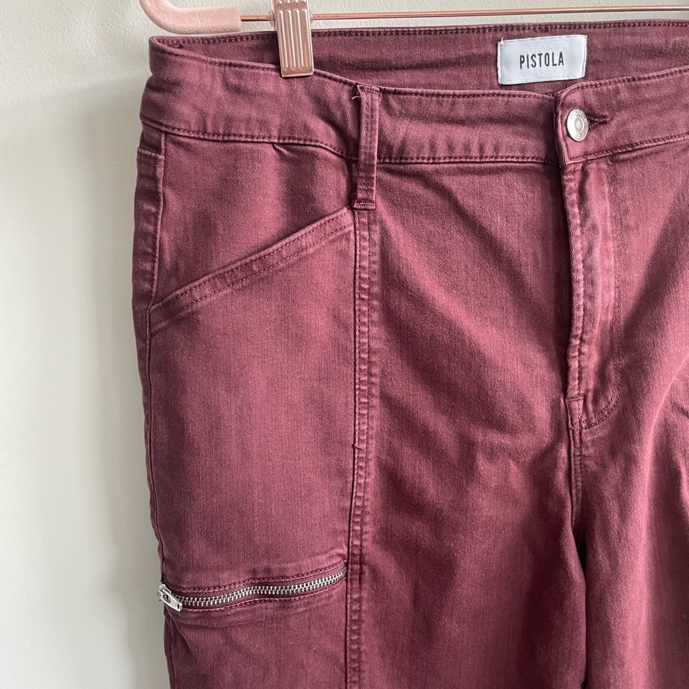 Pistola Maroon Hannah Moto Cargo High Rise Skinny Jeans - Picture 3 of 9